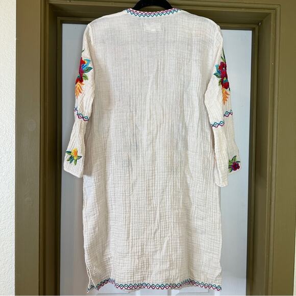 Johnny Was Nandi Flare Sleeve 100% Linen Tunic Dress. In Chantal Gauze. - Picture 11 of 12